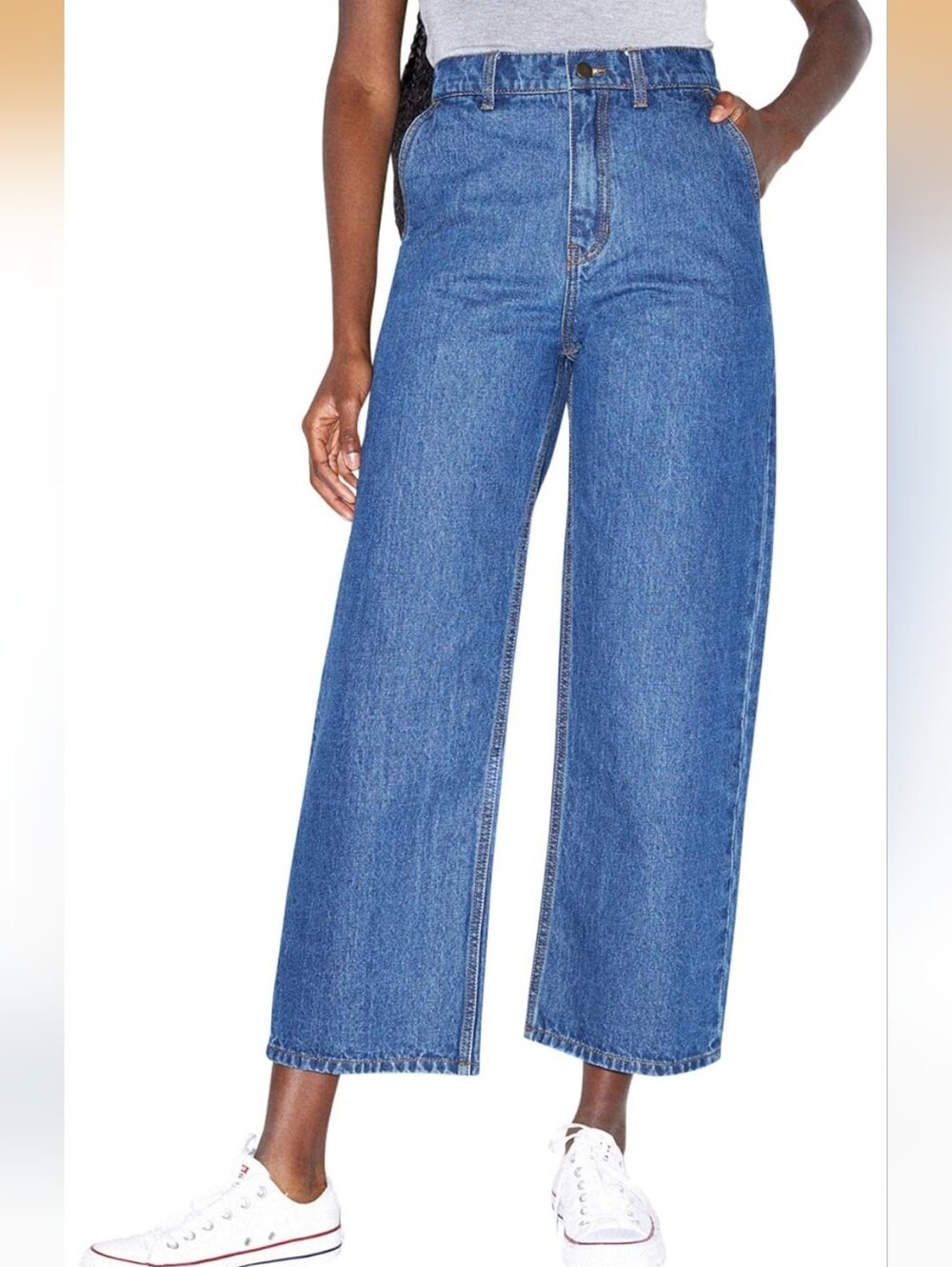American Apparel Crop Wide Leg Jean Medium Wash NWT 35 XXL